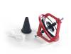 Red mini gyroscope with supplied stand and string