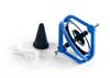 Blue mini gyroscope with supplied stand and string